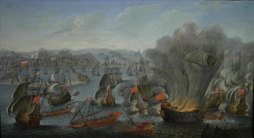 海戦 Painting - パレルモ海軍と戦闘 1676 ピエール・ピュジェ海戦